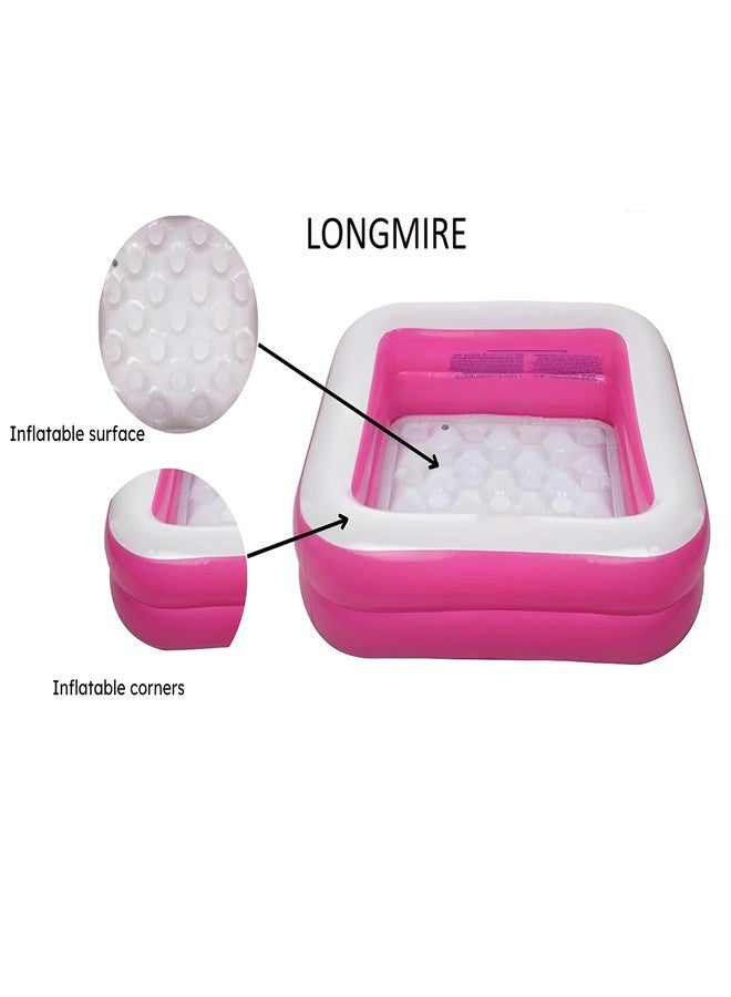 TRADY مسبح أطفال قابل للنفخ من TRADY، مربع الشكل - مسبح صغير محمول للأطفال مزود بقاعدة ناعمة مبطنة بالهواء، مصنوع من مادة PVC سميكة، سهل النفخ والتفريغ، للاستخدام الداخلي والخارجي للأطفال الرضع والصغار - Image 3